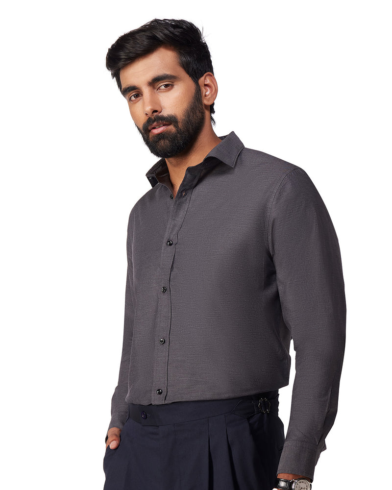 Grey Melange Oxford Shirt