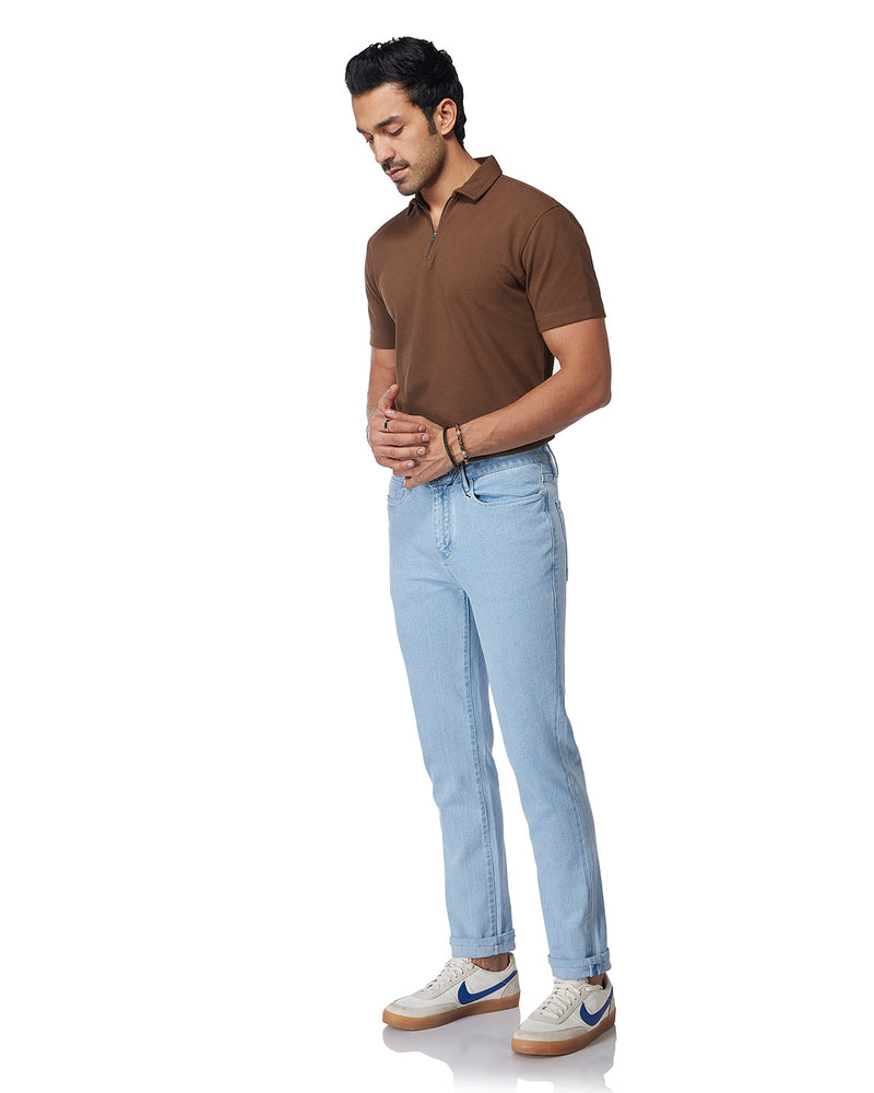 Iced Twill Stretch Jeans - Light Blue