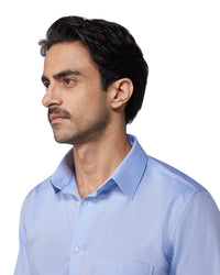 Blue Cotton Herringbone Shirt