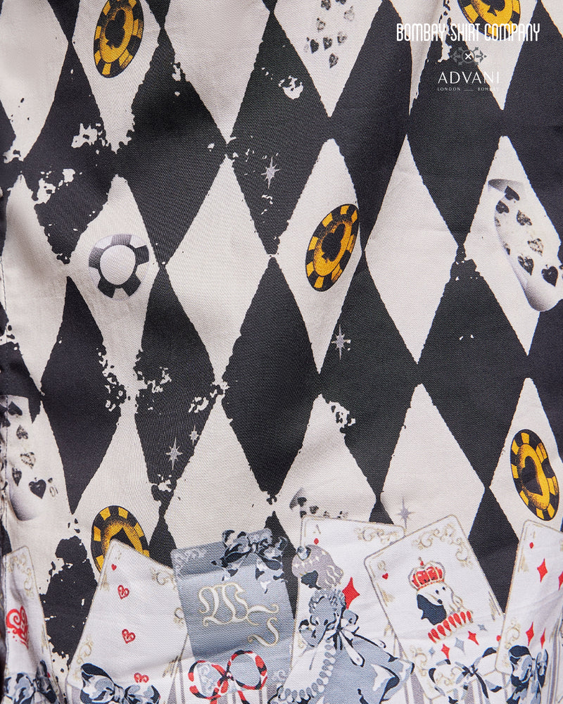 Black & White Casino Printed Shirt