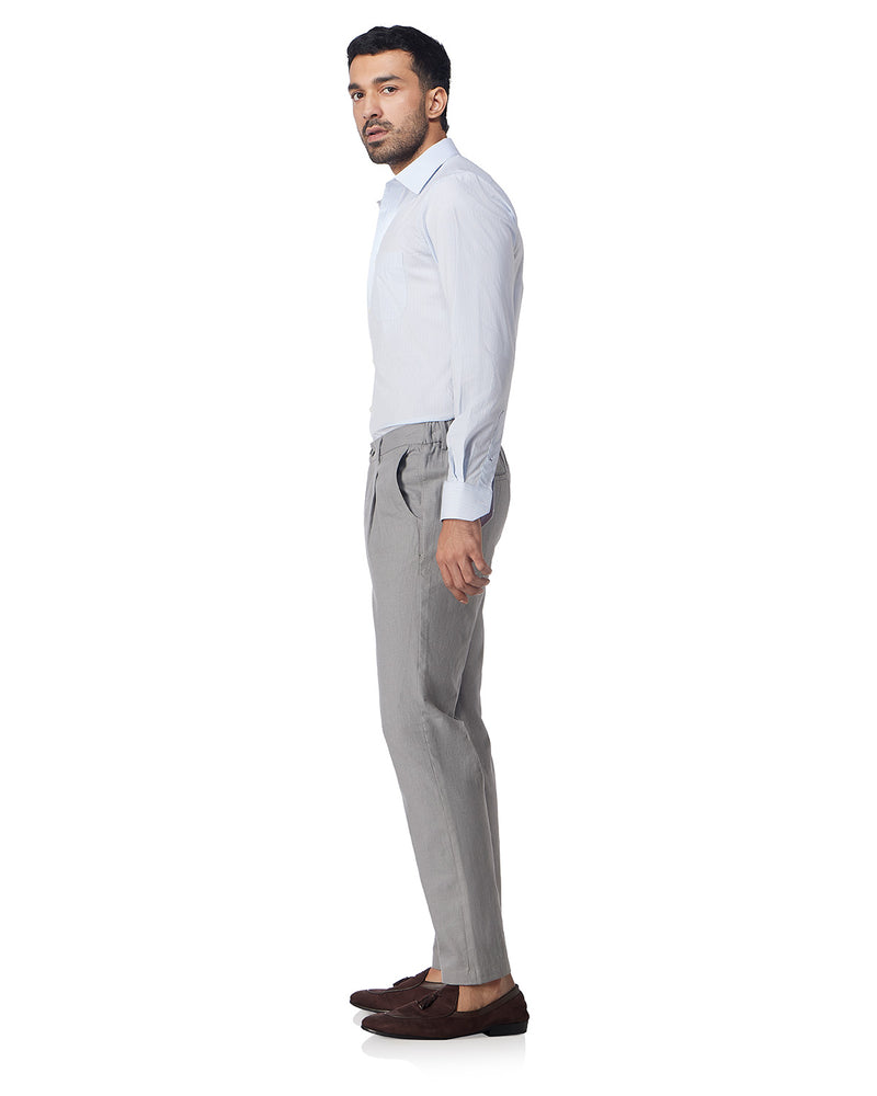 Palmscape Cotton Linen Pants - Light Grey