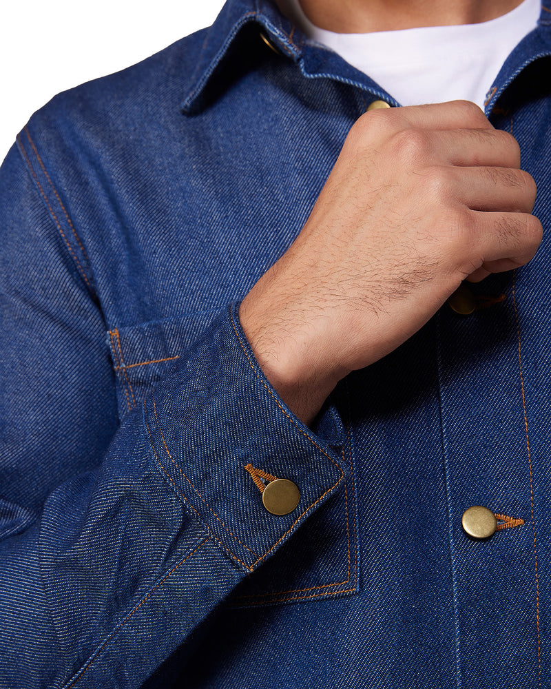 Twill Craft Denim Shacket - Dark Blue