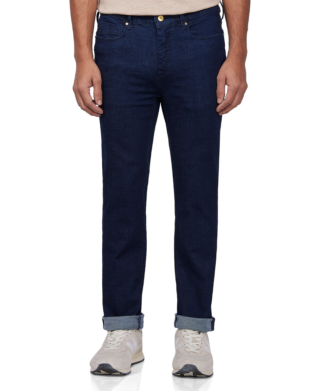 Hatched Blue Stretch Jeans