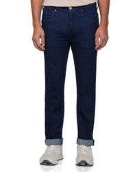 Hatched Blue Stretch Jeans