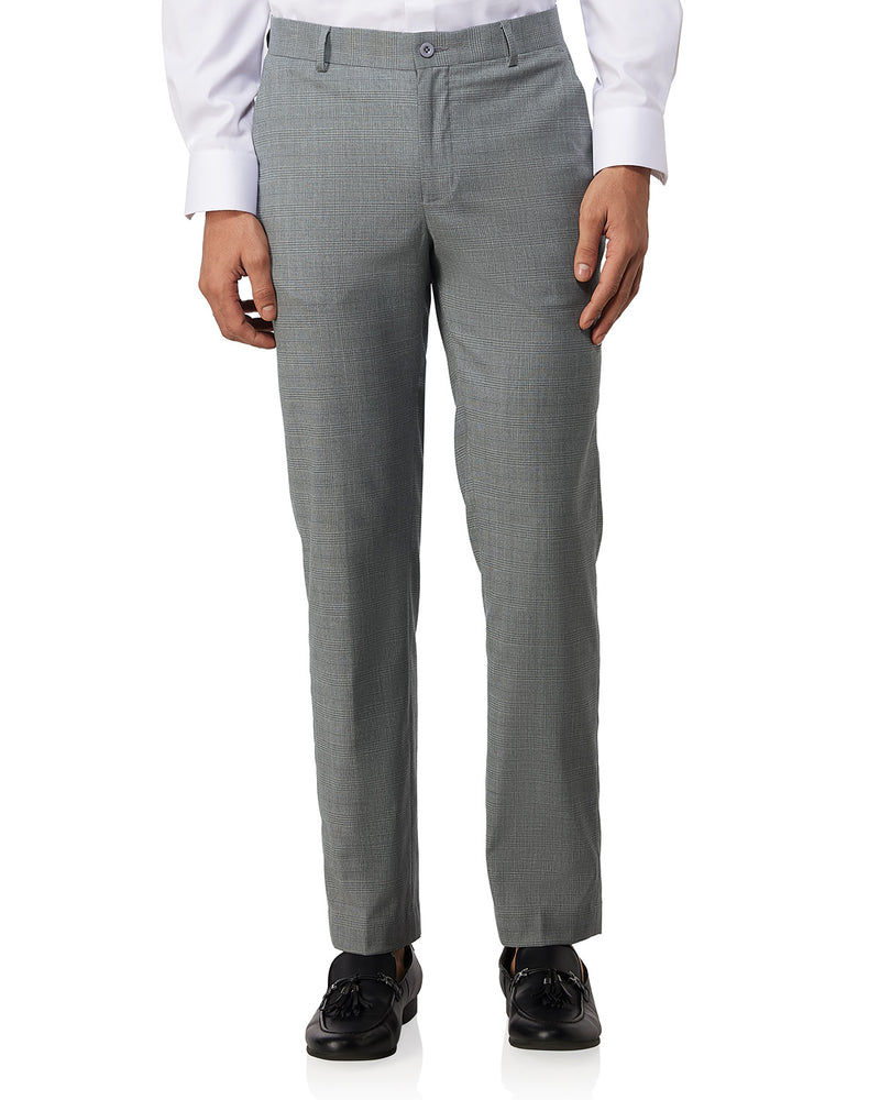 Ferro Checked Dress Pants - Grey