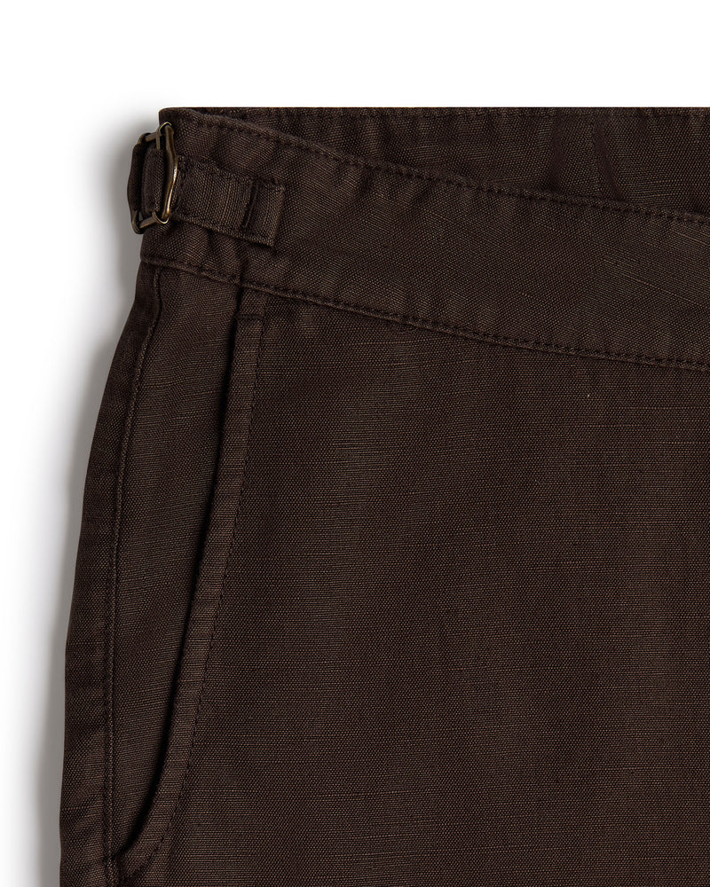 Weekender Cotton Linen Shorts - Brown