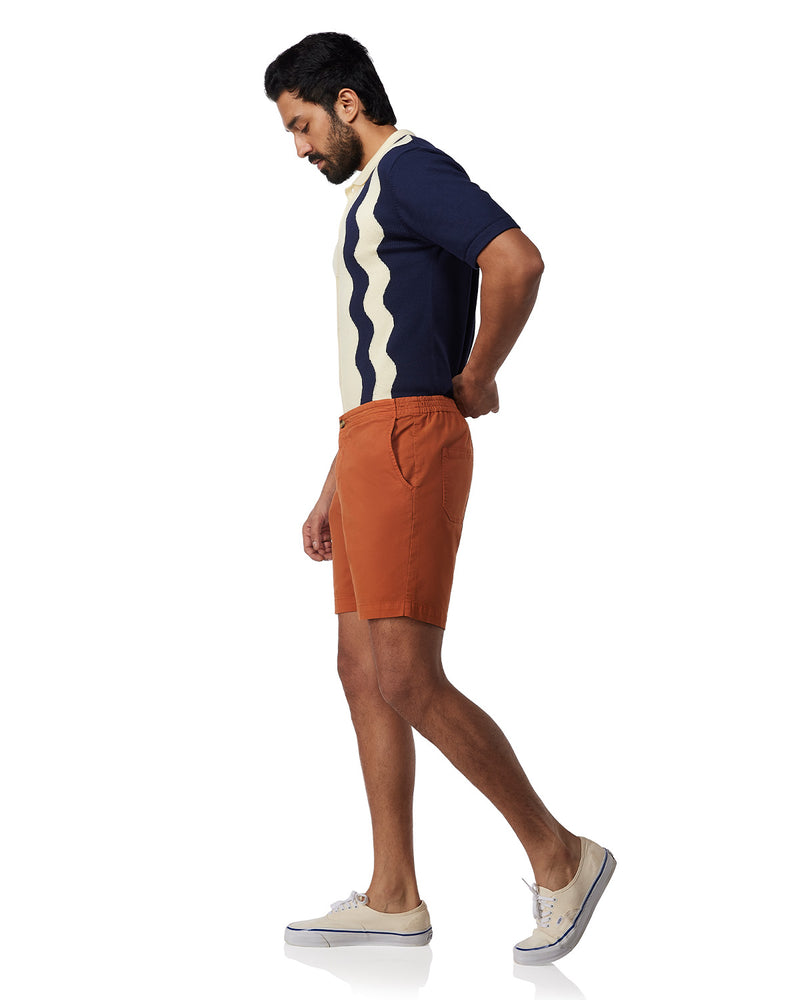 Urban Stretch Washed Shorts - Rust