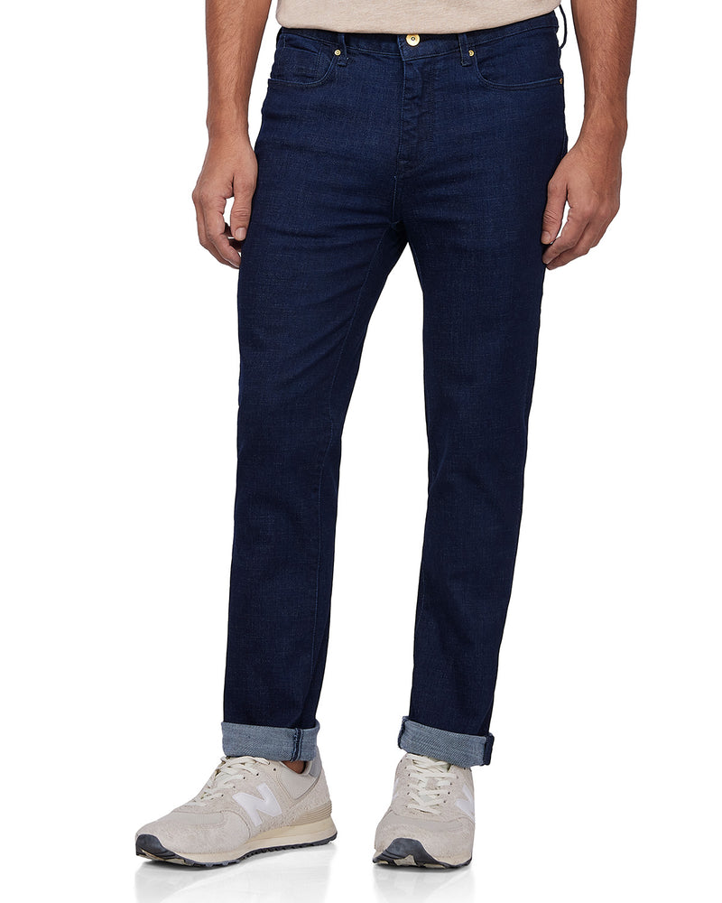 Hatched Blue Stretch Jeans