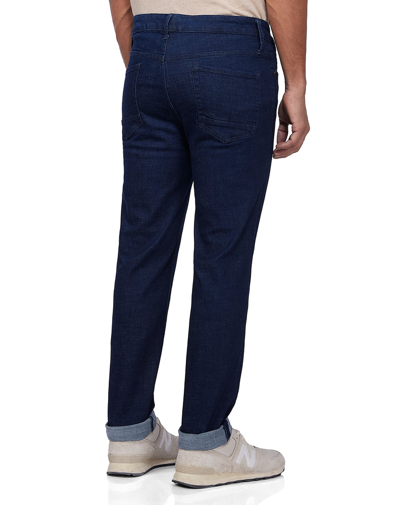Hatched Blue Stretch Jeans