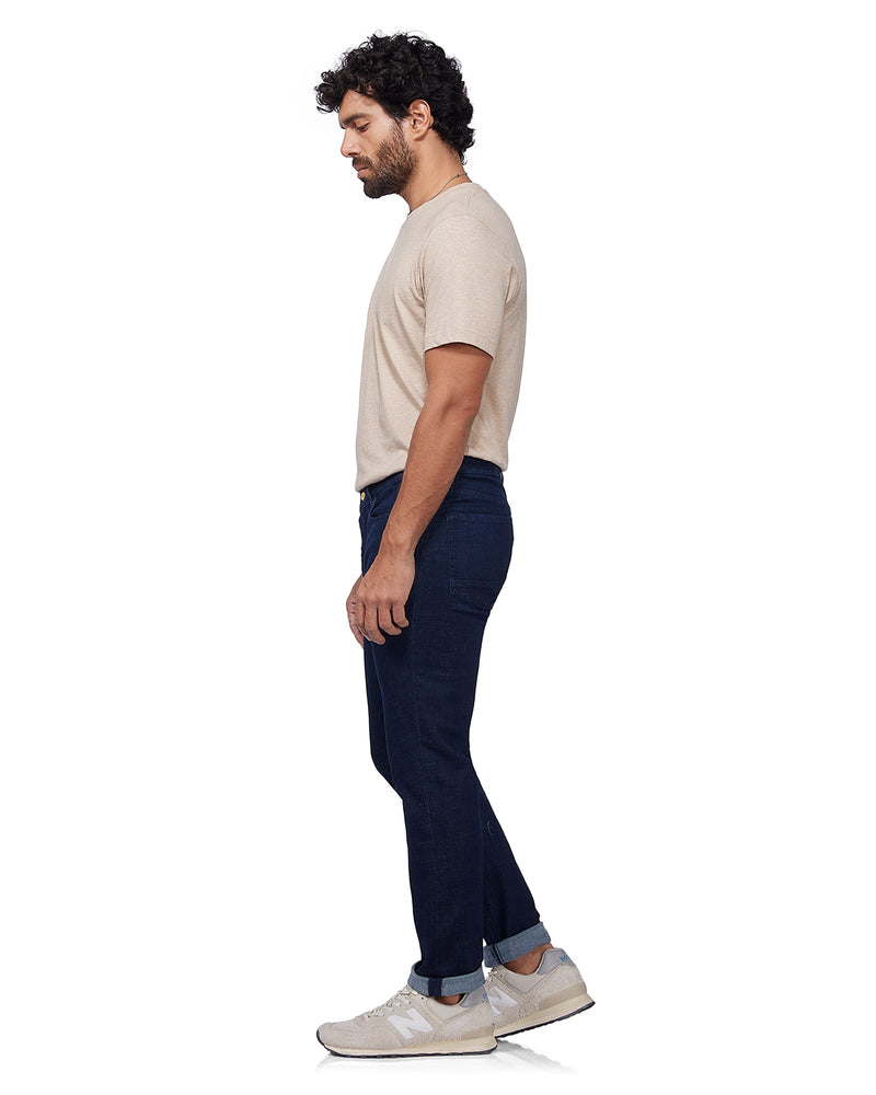 Hatched Blue Stretch Jeans