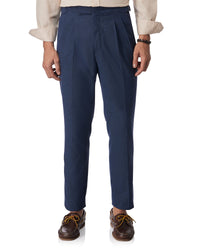 Sienna Cotton Linen Stretch Neapolitan Dress Pants - Blue