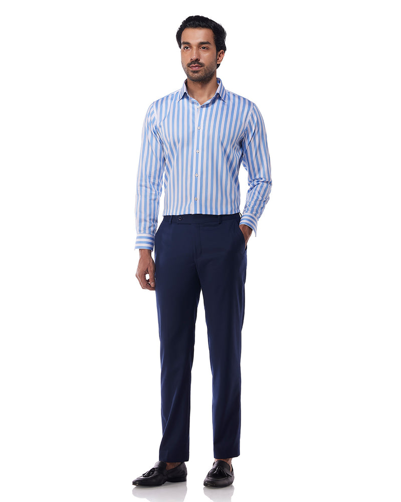 Exquisite Blended Wool Dress Pants - Navy