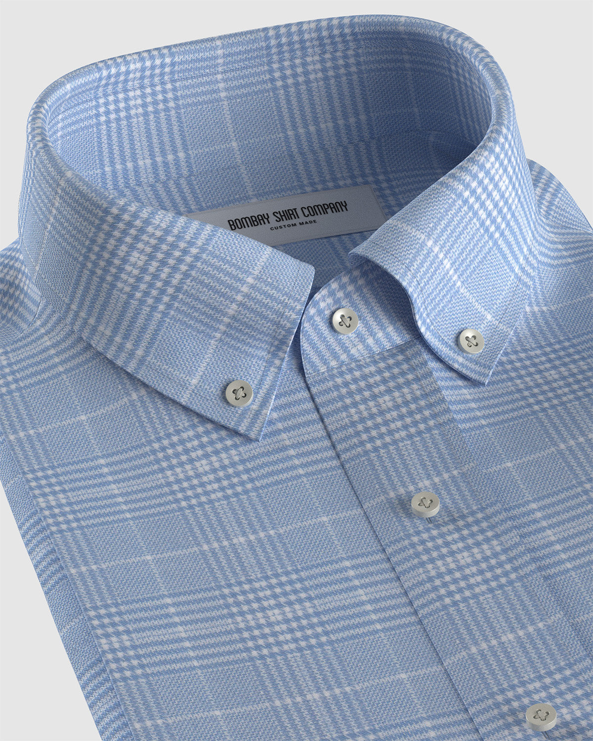 Japanese Brushed Twill Glen Plaid Checked Shirt - Blue