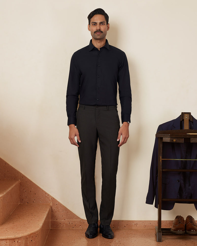 Black Smooth Cotton Poplin Shirt