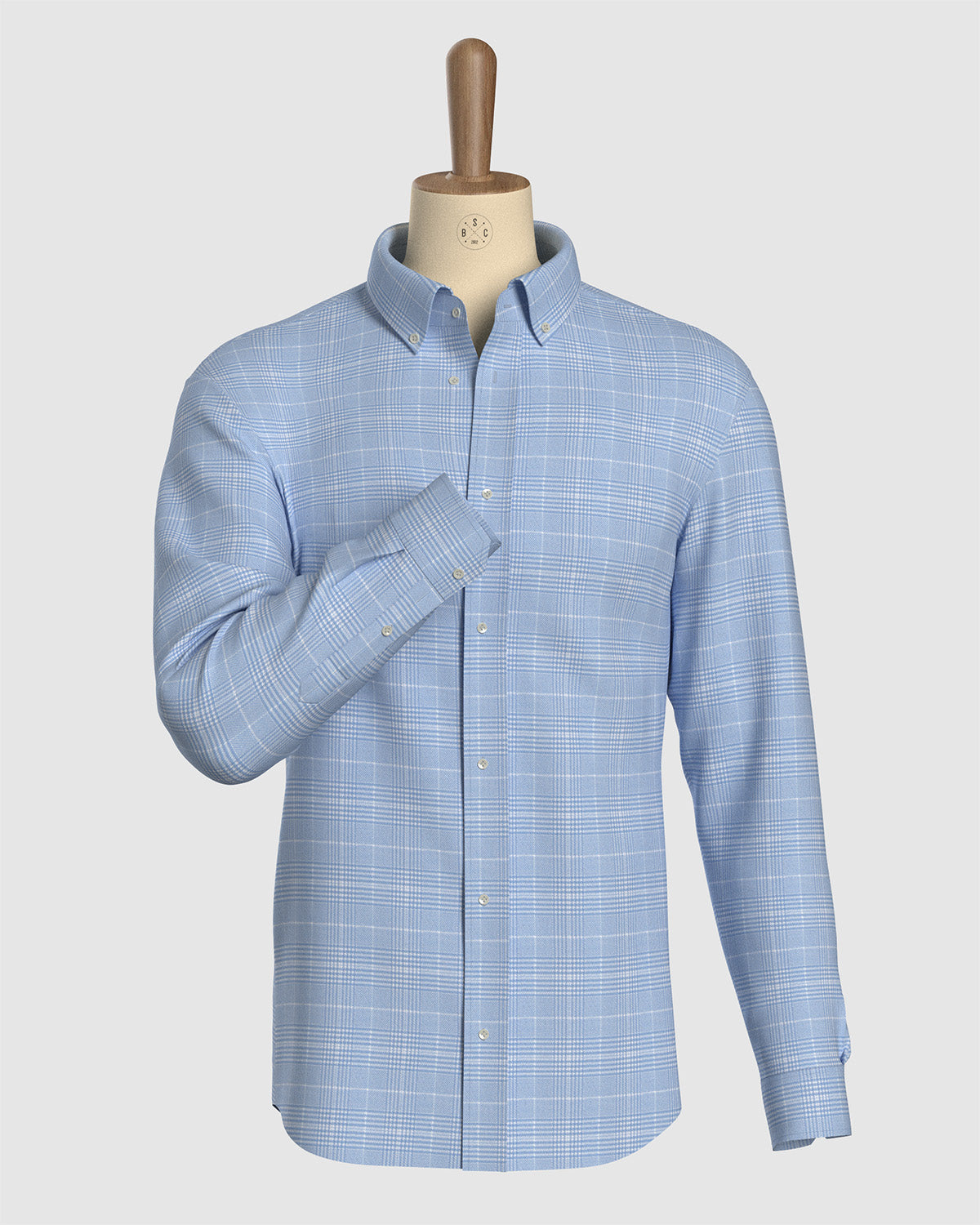 Japanese Brushed Twill Glen Plaid Checked Shirt - Blue