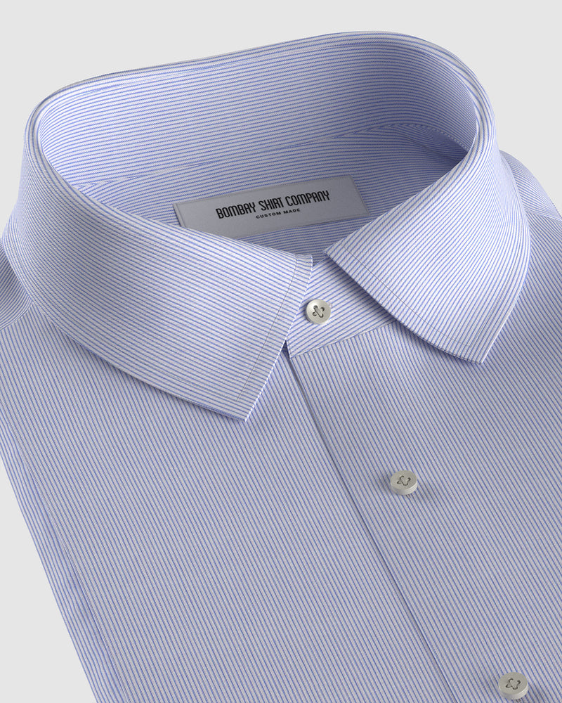 Westbourne Twill Pinstriped Shirt - Light Blue