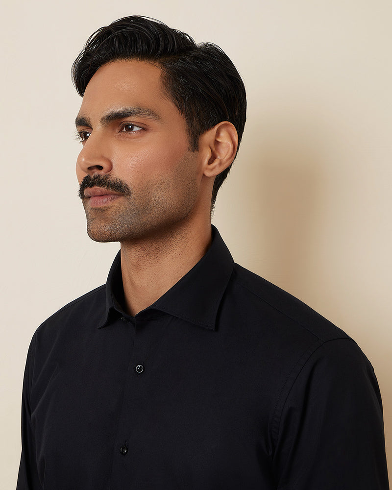 Black Smooth Cotton Poplin Shirt