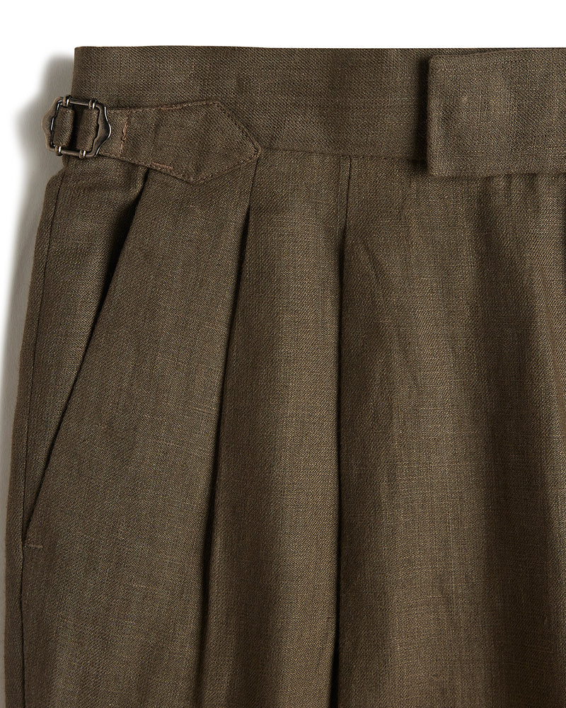 Modena 100% Linen Neapolitan Dress Pants - Olive