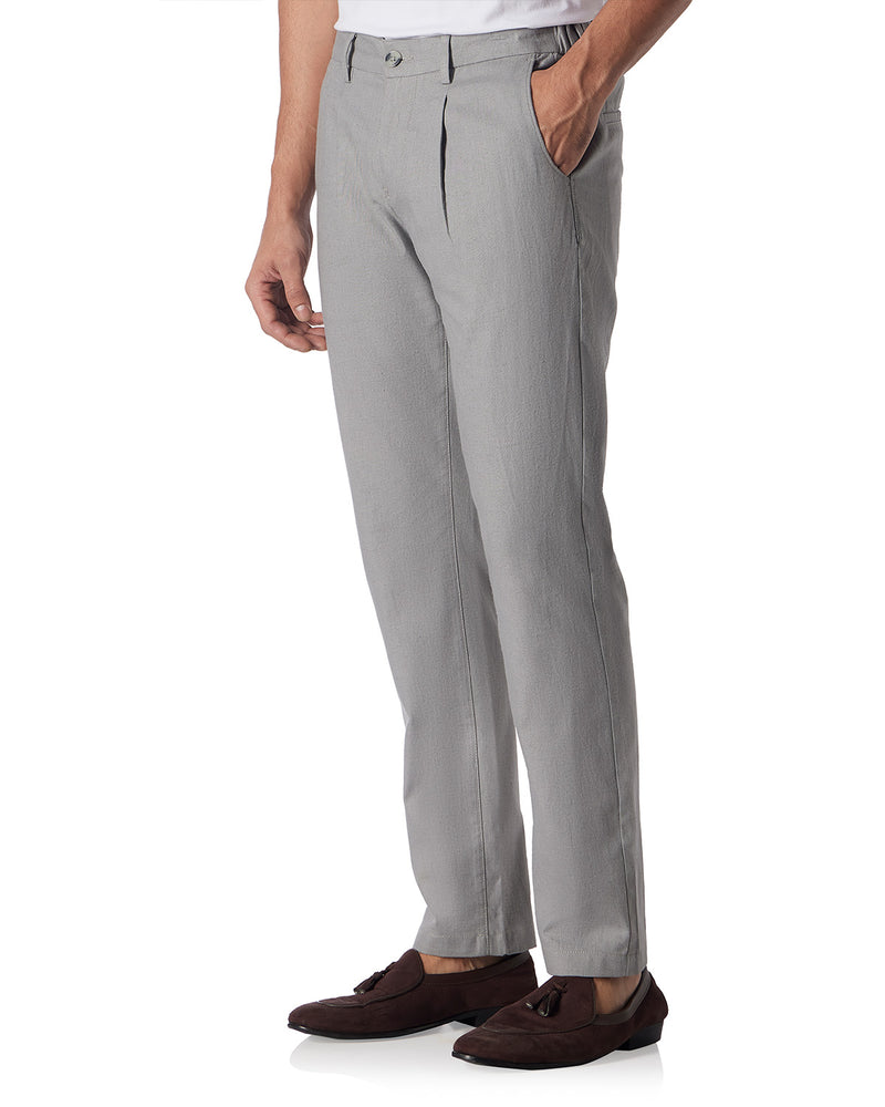 Palmscape Cotton Linen Pants - Light Grey