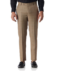 Veritas Merino Wool Checked Dress Pants - Beige