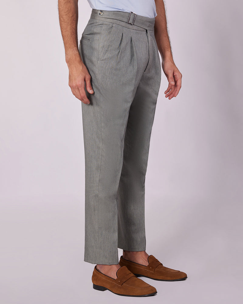 Aura Cotton Linen Neapolitan Pants - Grey