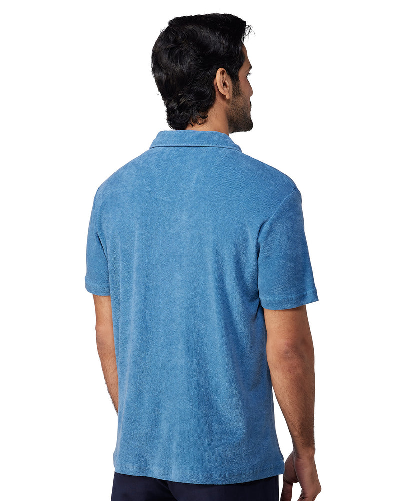 Signature Terry Towel Polo T-Shirt - Blue