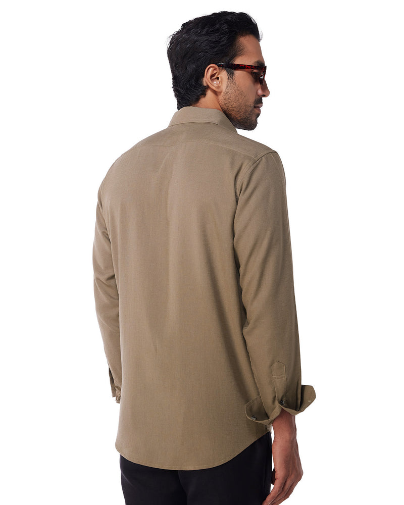 Dark Olive Blended Linen Soft Washed Shirt