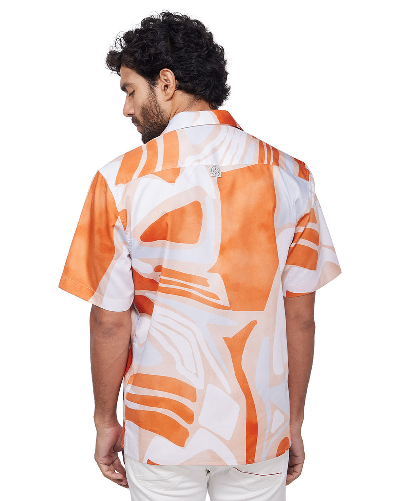 Orange Abstract Printed Shirt