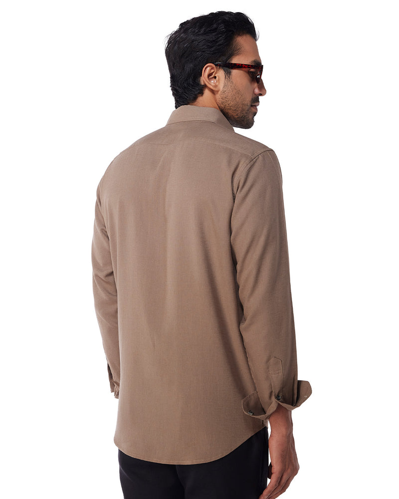 Brown Blended Linen Soft Washed Shirt