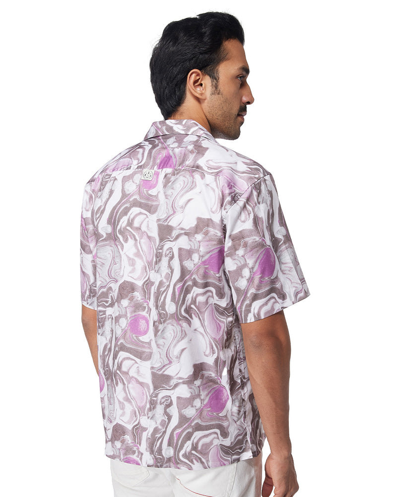 Purple & White Marble Printed Shirt