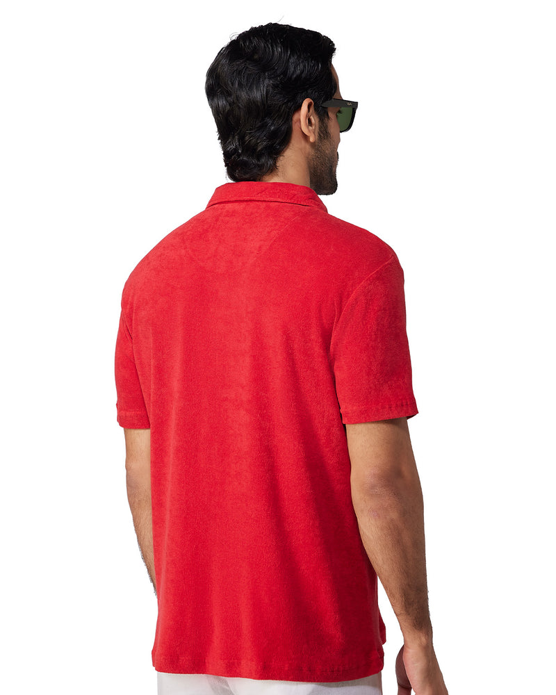 Signature Terry Towel Polo T-Shirt - Red