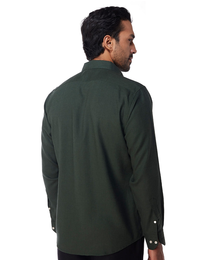 Green Blended Linen Soft Washed Shirt