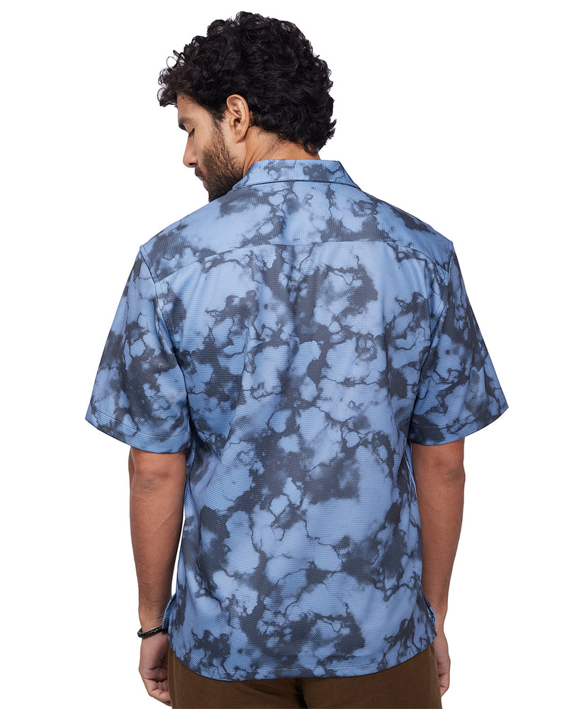 Blue & Black Camo Dobby Shirt
