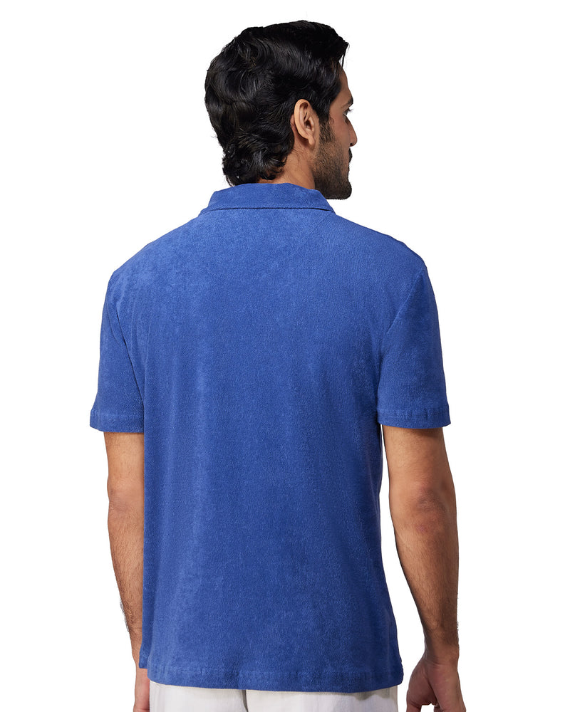 Signature Terry Towel Polo T-Shirt - Dark Blue