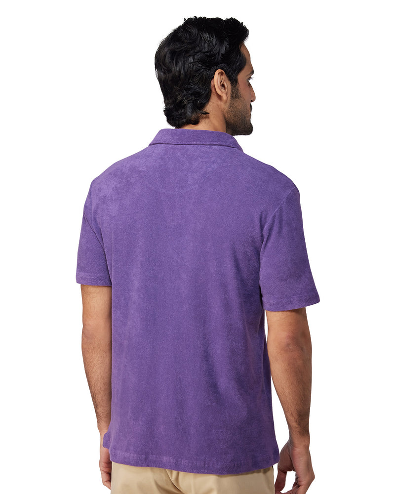 Signature Terry Towel Polo T-Shirt - Purple