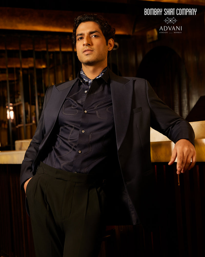 BSC x ALB | Crescendo Stretch Blended Wool Peak Lapel Blazer - Navy