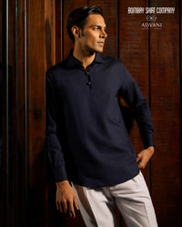 BSC x ALB | Riviera Cotton Linen Popover Shirt - Navy