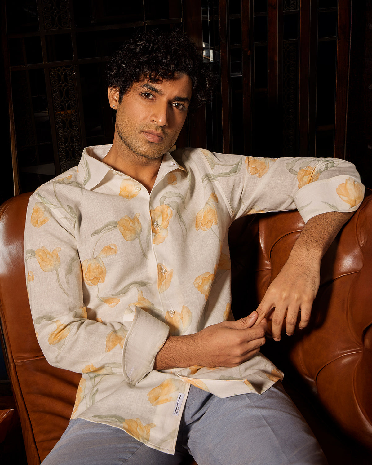 BSC x ALB | Terrace Cotton Linen Printed Shirt - Yellow