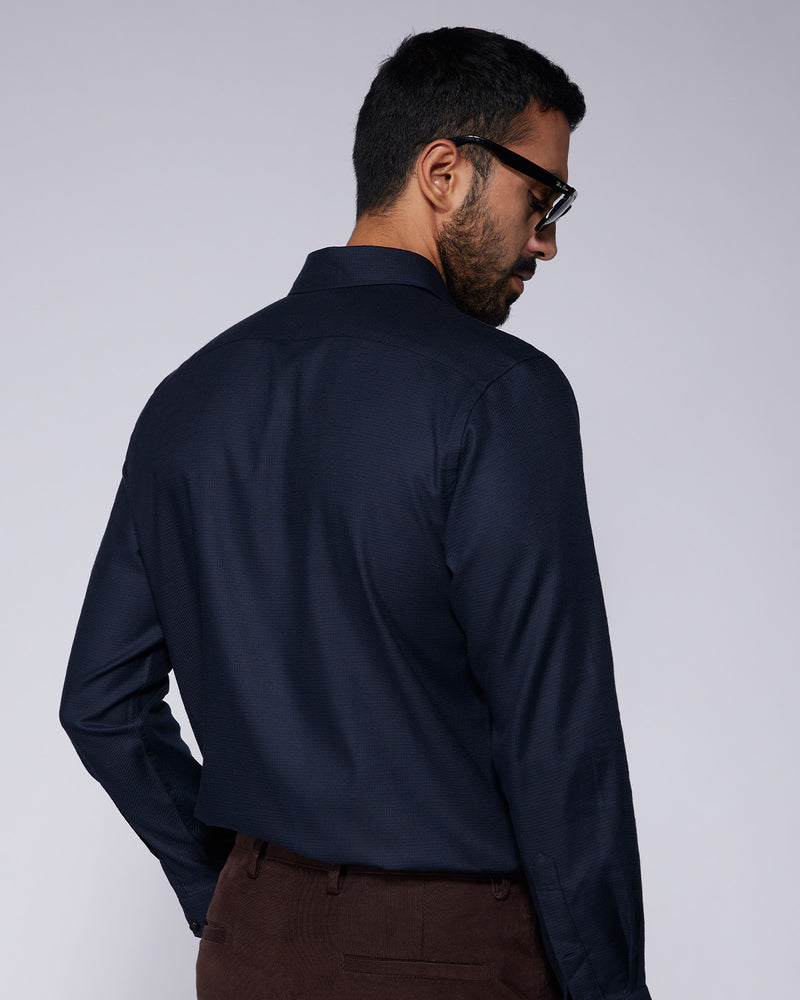Navy Cotton Twill Shirt