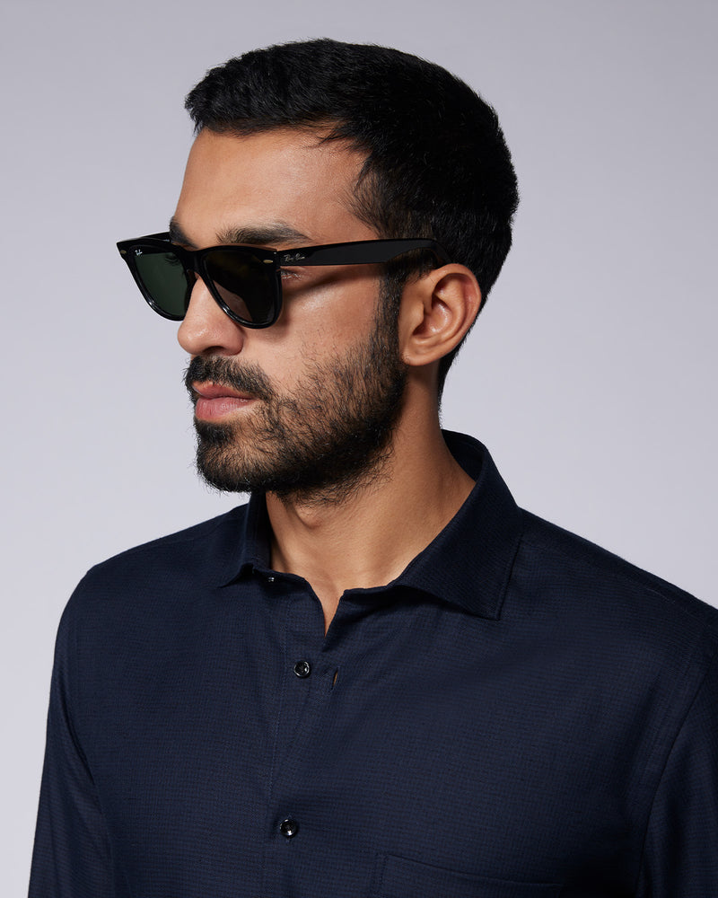 Navy Cotton Twill Shirt