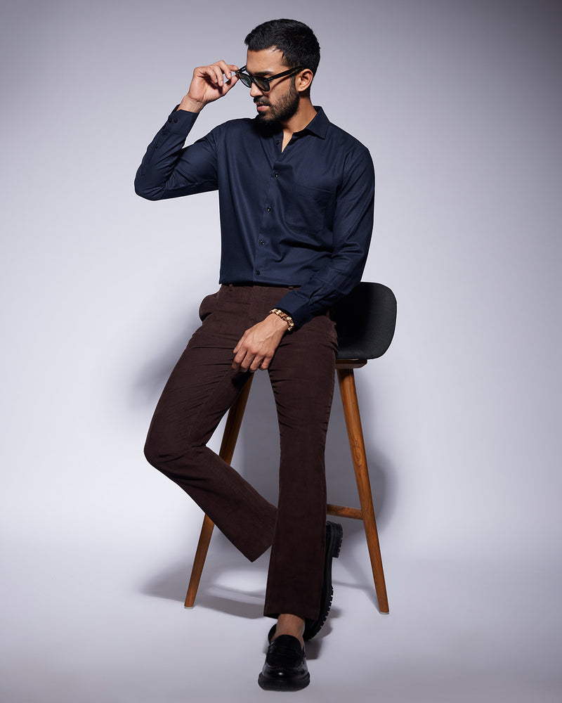 Navy Cotton Twill Shirt