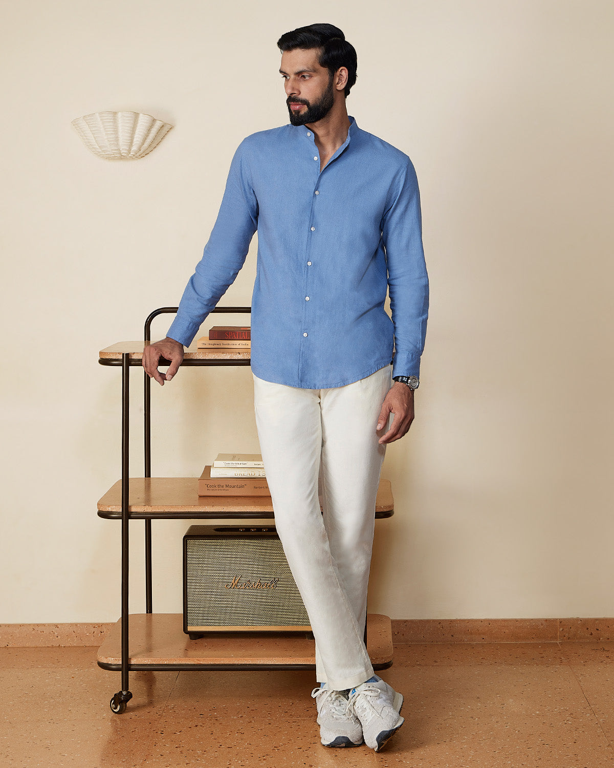 Blue Cotton Linen Shirt