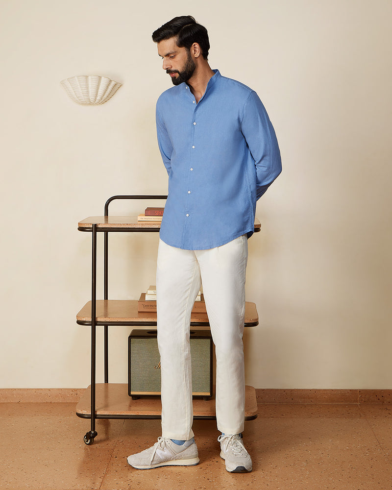 Blue Cotton Linen Shirt