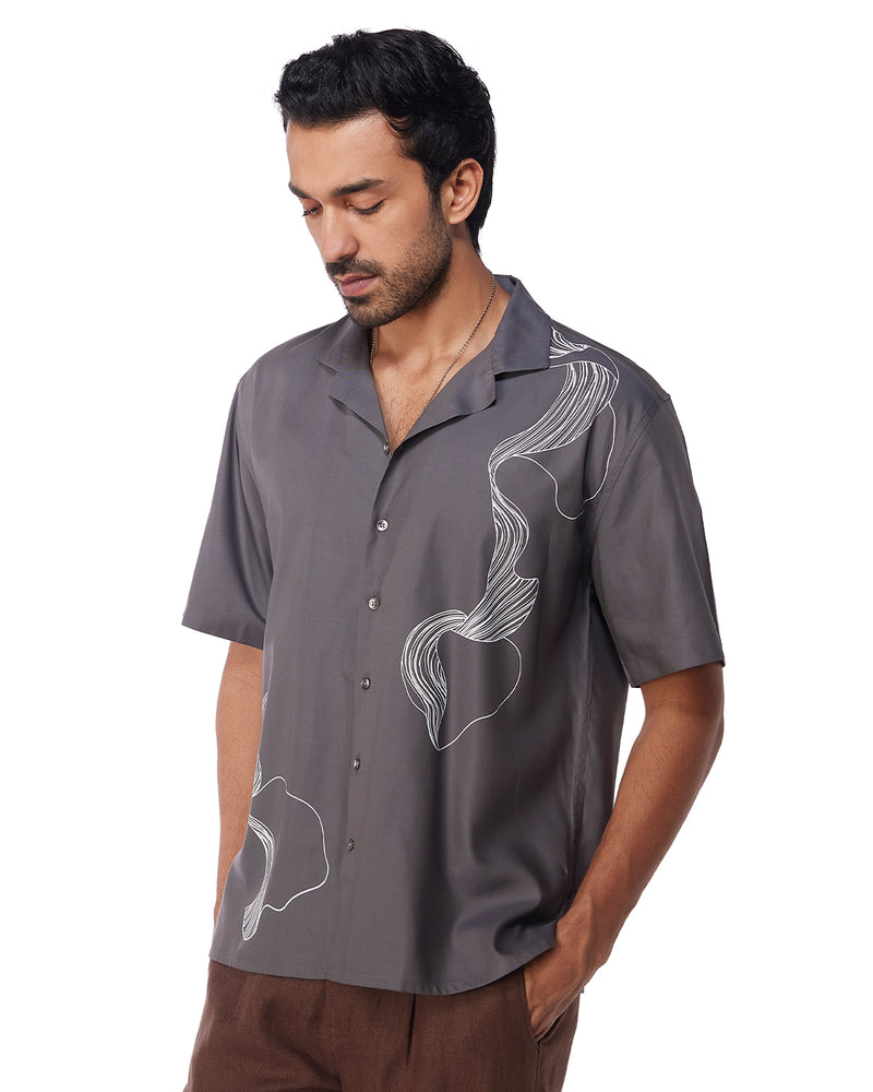 Grey Line Screen Printed Shirt
