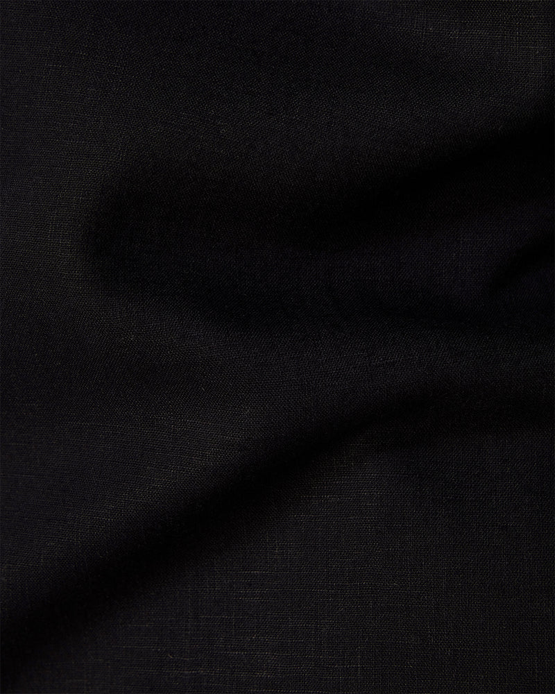 Black Blended Linen Soft Washed Shirt