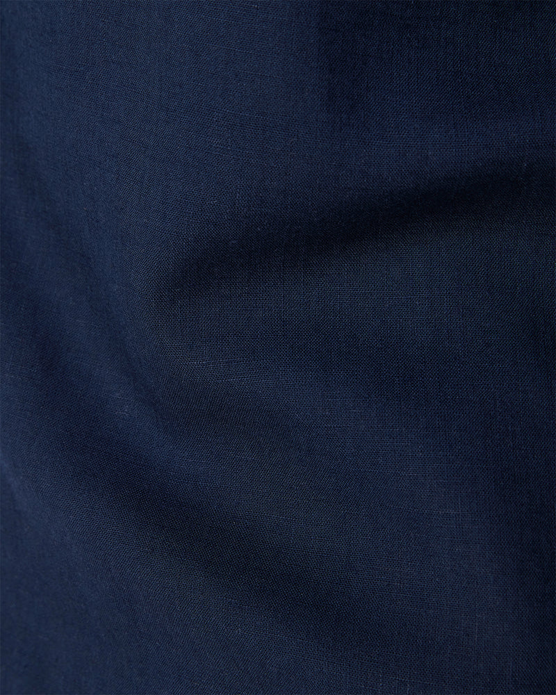 Navy Blended Linen Soft Washed Shirt