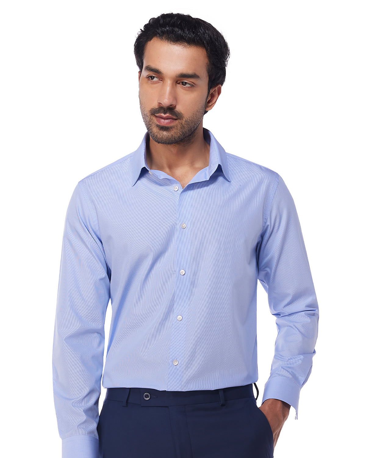 Blue Micro-Checked Shirt