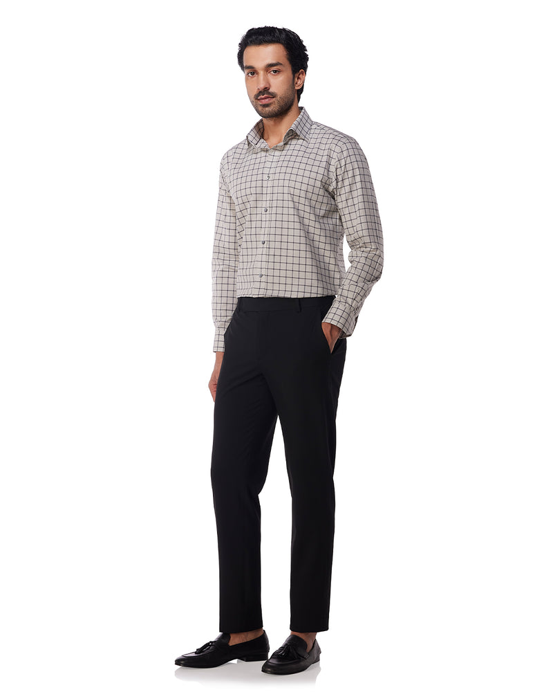 Grey & Beige Oxford Checked Shirt