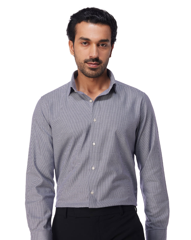Blue & White Brushed Houndstooth Shirt