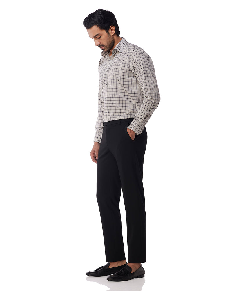 Grey & Beige Oxford Checked Shirt